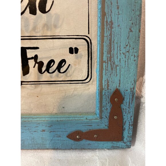 Grandmas Kitchen Sign "Kids Eat Free" Rustic Blue Frame 10x10” - Picture 2 of 3